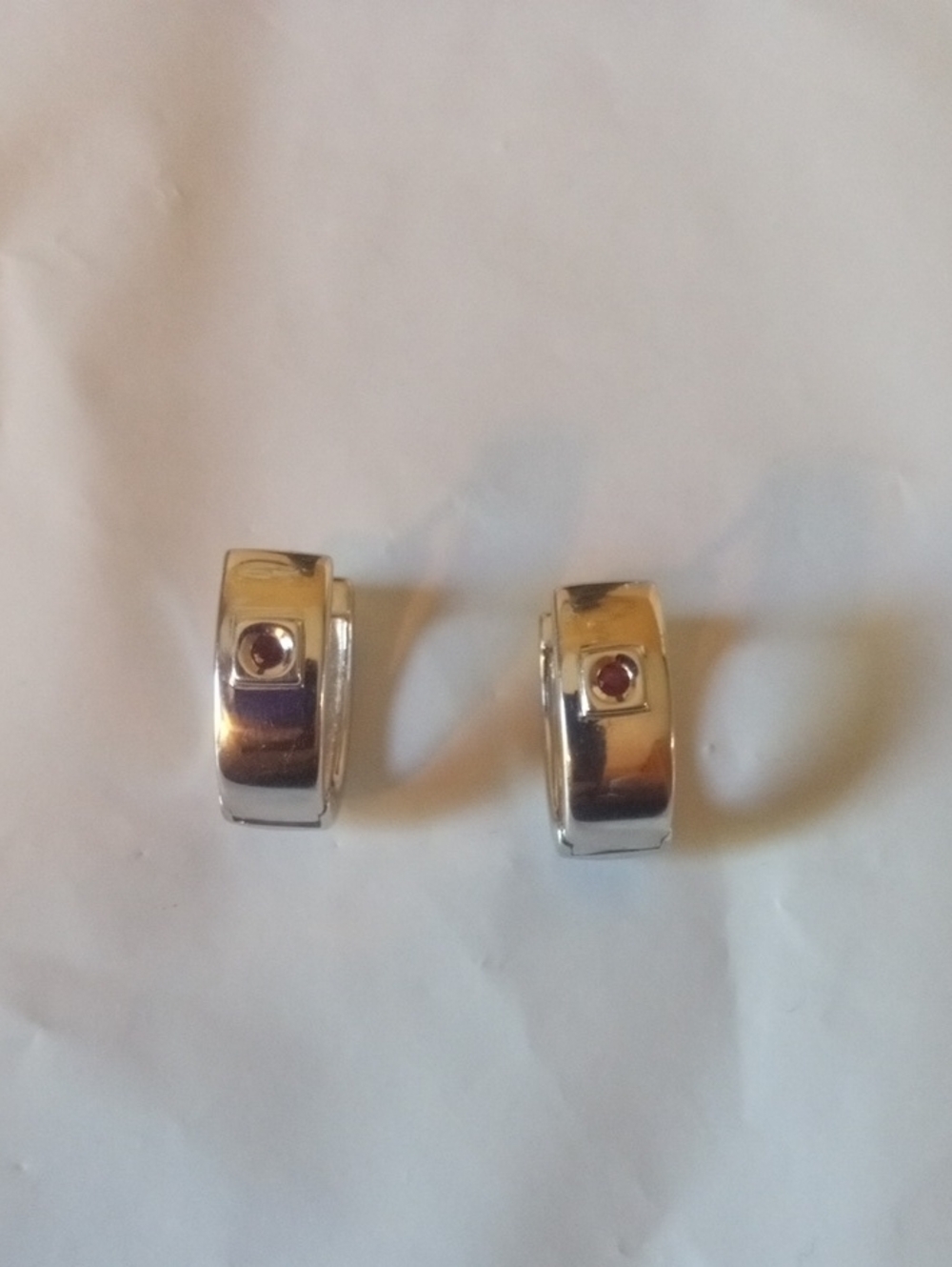 Elle Sterling And Ruby Chunky Hoop Earrings